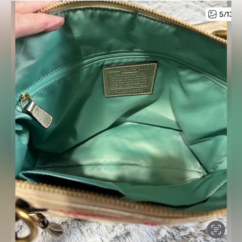 Coach Beige Signature Tote with Multicolor C Accents - Picture 5 of 13